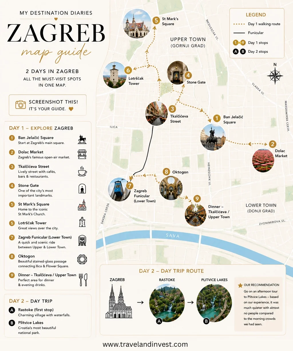 zagreb map itinerary